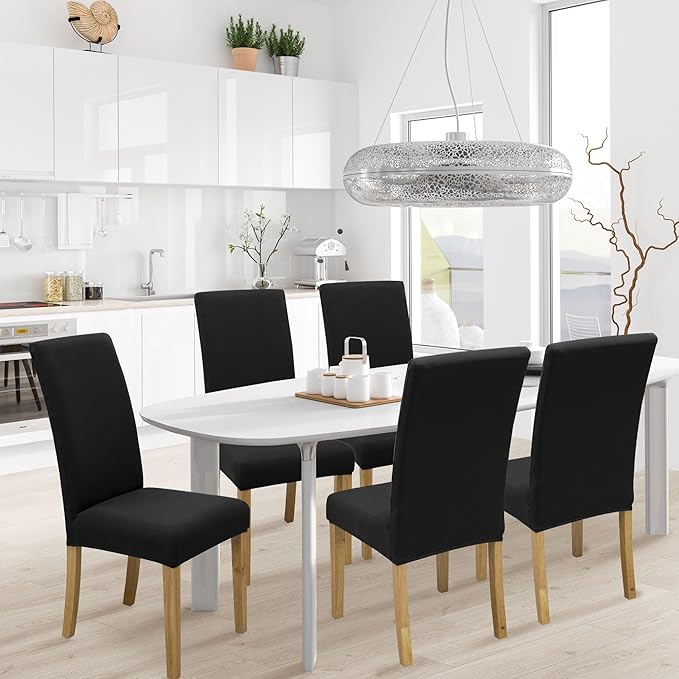 BIETYONE Stretch Dining Chair Covers Set of 6, Soft Removable Washable Kitchen - Image 2