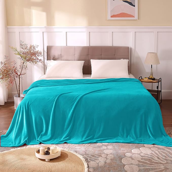 BEDELITE Fleece Blanket Soft Plush Queen Size Bed Blanket Peacock 90"x90" | - Image 3