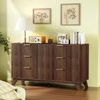 VINGLI Fluted Walnut Dresser 6 Drawer, Dark Brown Wood Dresser - Image 9