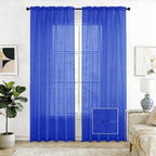 SpaceDresser Check Sheer Curtains 108 Inches Long by SpaceDresser
