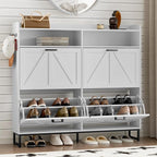 BORNOON Shoe Cabinet with 4 Flip Drawers Narrow Shoe Storage Cabinet Organizer by BORNOON
