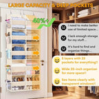 2 Pack Over the Door Organizer 5 Tiers, Extra Large Behind Door Storage of 10 - Image 2