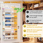 Ofiray-home Over the Door Organizer 5 Tiers, Extra Large Behind Door Storage of - Image 2