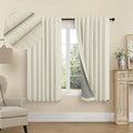 Short Linen Blackout Curtains for Bay Windows 48 Inch Length Bedroom Living by Pitalk