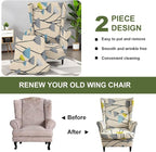HAOYONG Printed Wingback Chair Covers 2 Pieces Wing Chair Slipcover High - Image 7