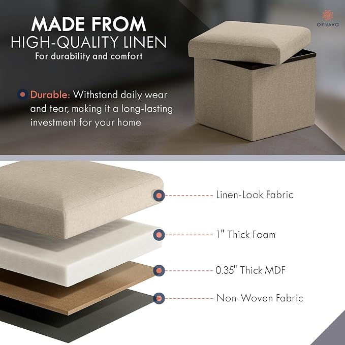 Ornavo Home Small Storage Ottoman, - Image 4