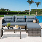 Vongrasig 3 Pieces Patio Furniture Sets, All-Weather Wicker Outdoor Sofa Couch - Image 2