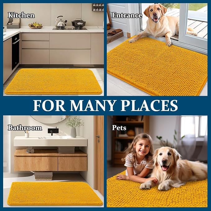 OLANLY Dog Door Mat for Muddy Paws 24x16, Super Absorbent Chenille Mud Mat | - Image 8
