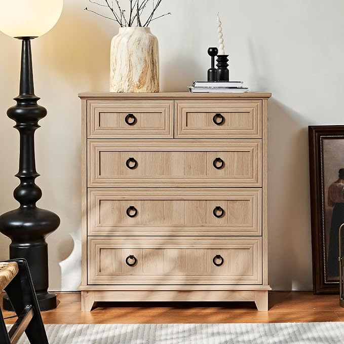 Joaxswe Farmhouse 5 Drawer Dresser - Image 3