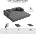 79in Convertible Sofa Bed, Corduroy Boneless Couch Bed, Futon Sleeper Sofa Pull - Image 5