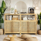 Bamboo Storage Cabinet Bathroom Floor Cabinet Side Storage Organizer Cabinet - Image 5