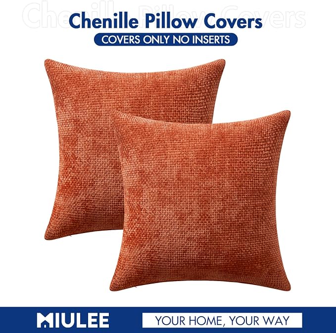 MIULEE Fall Decorative Couch Throw Pillow Covers 20x20 Burnt Orange 2 Pack | - Image 6