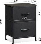 WLIVE Black Nightstand Set of 2, Night Stand - Image 3