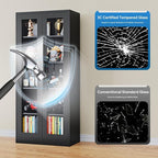 PEUKC Display Cabinet with Glass Doors, 71 Inches Metal Display Case with 4 - Image 5