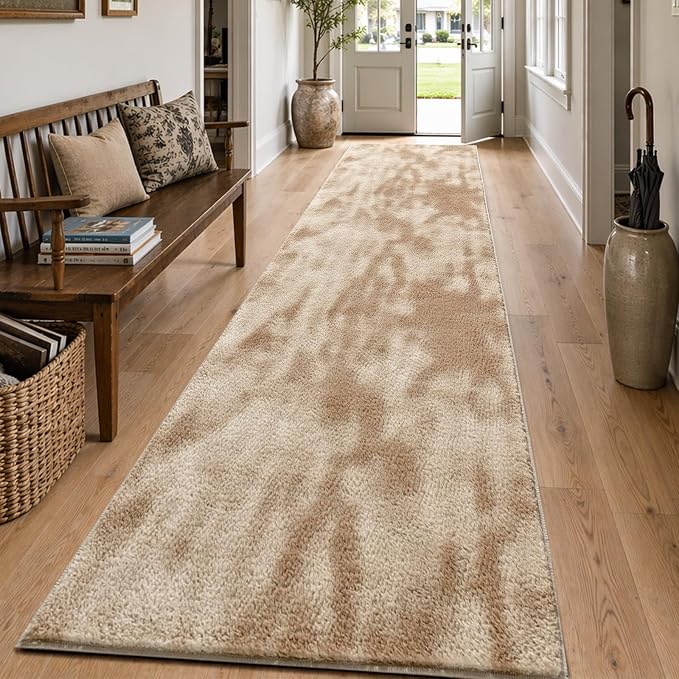 2x10 Tie-dye Beige Runner Rug Washable Non-Slip - Image 3