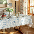 VClife Table Cloth Blue and White Table Cloth Rectangle Tablecloth Rustic - Image 9