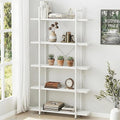 Bookshelf 5 Tiers White Wooden Storage Shelf, Modern Open Display Storage by EternalHome