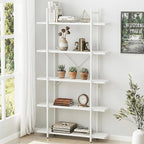Bookshelf 5 Tiers White Wooden Storage Shelf, Modern Open Display Storage by EternalHome