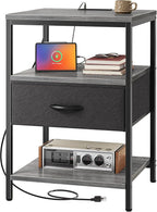 SUPERJARE Night Stand with Charger Station, 27.7 Inch Tall Nightstand with by SUPERJARE