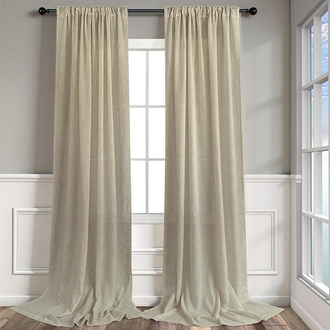 Pitalk Back Tab Linen Curtains 108 Inches Long - Image 9