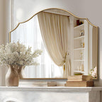Besdomus Gold Scalloped Wall Mirror: 40"x29" Large Modern Minimalist Bathroom - Image 7