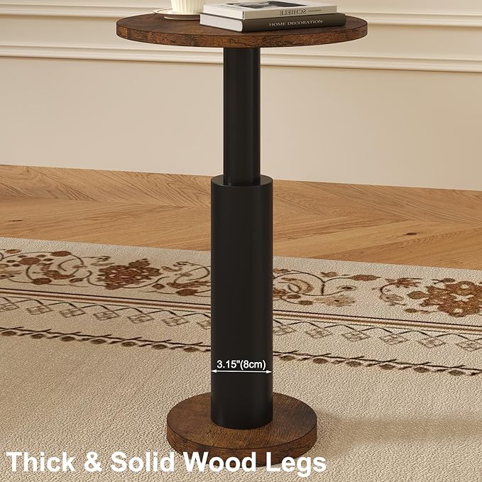 LAATOOREE Small Round Side Table, Accent Drink Coffee Table, Pedestal End Table - Image 6