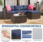 5-Piece Outdoor Sectional Sofa Set, All-Weather PE Rattan Patio Furniture - Image 4