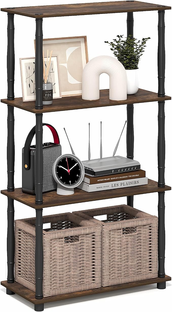 Furinno Turn-N-Tube Storage Shelves, 4-Tier Open Frame Book Shelf, Standing by Furinno-FitsYourSpaceFitsYourBudget