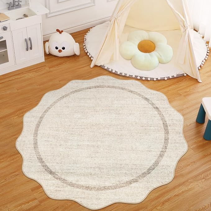 GarveeHome Scalloped Round Washable Rug Soft Modern Round Rugs 5 ft - Image 8
