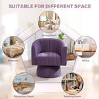 Swivel Accent Barrel Chair, Cute Comfy Small Round 360° Arm Chair. Velvet Club - Image 5