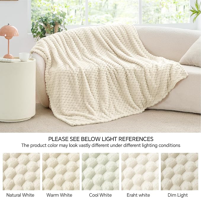 BEDELITE Cream Throw Blanket for Couch, Soft Cozy Gifts for Women, 50 * 60 | 3D - Image 7