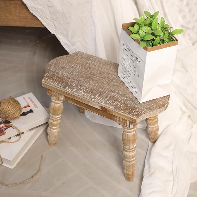 dwellington Wooden Bathroom Wood Foot Stool - Image 9