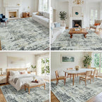 10x14 Washable Area Rug for Living Room Bedroom: Non-Slip Modern Black Gray | - Image 3
