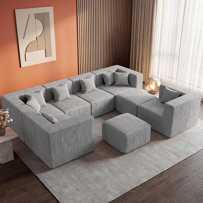 MONVANE Modular Sectional Sofa, Oversized 8 Seat Convertible U Shaped Couch - Image 2
