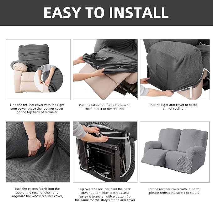 Genina Recliner Loveseat Cover Stretch Couch Covers Sofa slipcover - Image 7
