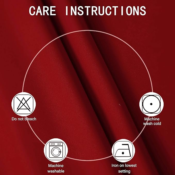 Red Blackout Curtains 34 x 54 Inch Length/Set of 2 Curtain Panels/Thermal - Image 4