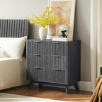 T4TREAM Fluted 3 Drawer Dresser, Curved Profile Design, Wood Drawer Organizer - Image 3