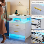 Smart Night Stand with Charging Station, Modern White Nightstand with 24 Color - Image 6