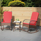 Greesum 3 Piece Outdoor Wicker Rocking Chairs Patio Furniture Set - Image 2