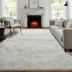 White Fluffy Washable Area Rugs - Image 5