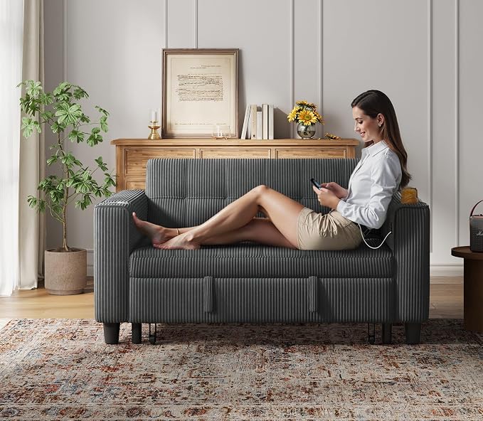 LINSY 54" Pull Out Couch with Charging Station by Linsy