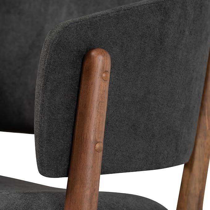 Baxton Studio Baron Mid-Century Modern Dark Grey Fabric Upholstered and Walnut - Image 6
