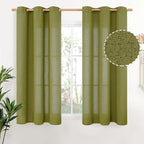 YoungsTex Green Linen Curtains 45 Inches Length, Short Window Drapes Light by YoungsTex