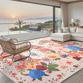 Blush Floral Area Rug 10x14 for Living Room Bedroom | Low Pile; Non Slip; by WelcometoBabovid