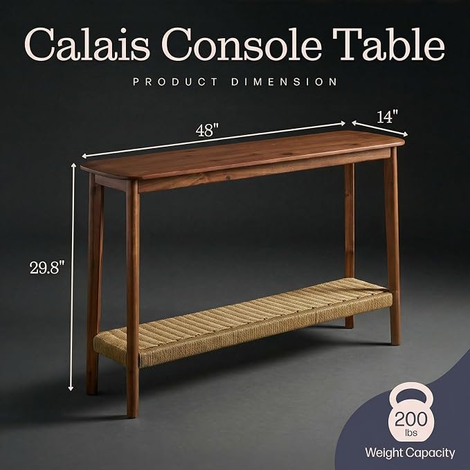 Alaterre Furniture Calais 48 Inch Solid Wood Entryway Table - Image 3
