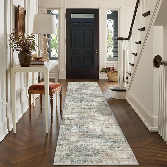 2'6''x8' Runner Rugs Washable Rug: Modern Abstract Multi Color Carpet | - Image 4