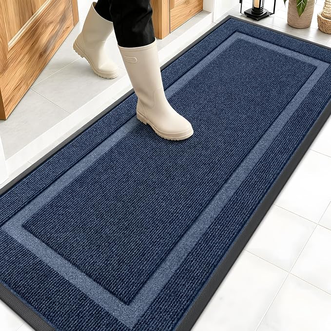 OLANLY Front Door Mat Outside 59x20, All-Season Heavy-Duty Rubber Doormat | Blue by OLANLY