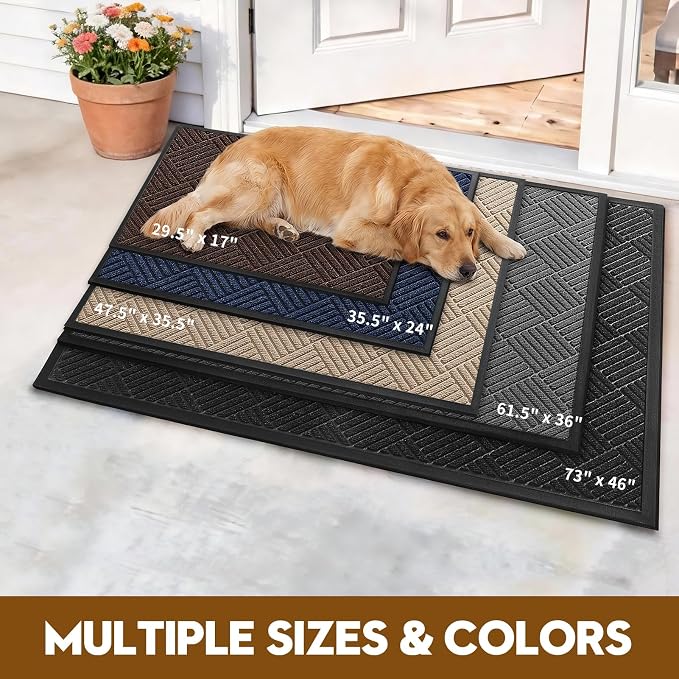 Front Door Mat, Heavy Duty Waterproof Doormat 61.5"x36", Stain Fade Resistant - Image 4