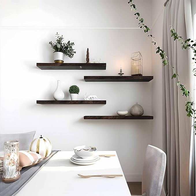 YYWUOJJ Wood Floating Shelves for Wall Decor, Rustic Wall Shelves for Bedroom - Image 4