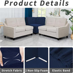 Easy-Going Stretch Soft Sectional Corner Sofa Couch Slipcover Navy | 1-Piece - Image 4